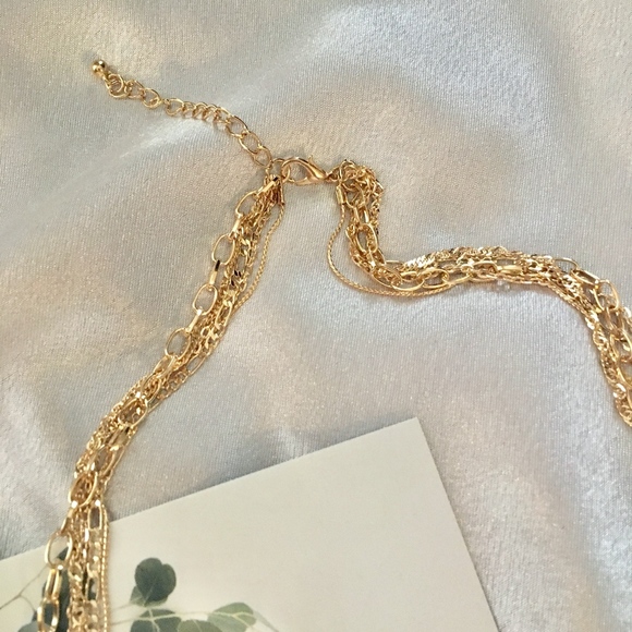 Layered 5 Pendent Heart Rose Cross Gold Necklace - Picture 8 of 8